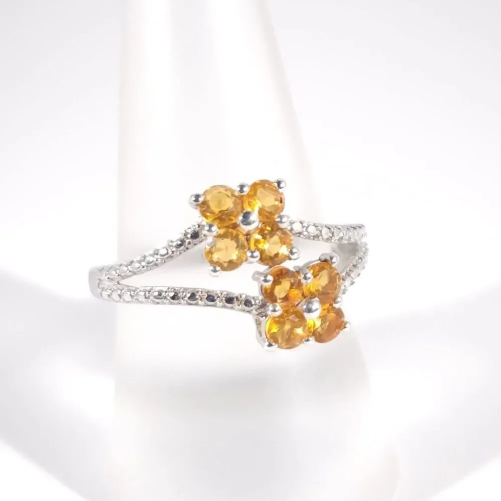 Opal Fire Opal Flower Ring Sterling Silver Size 7-3/4